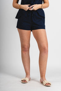 Low rise polka dot shorts navy/white - Cute shorts - Trendy Shorts at Lush Fashion Lounge Boutique in Oklahoma City
