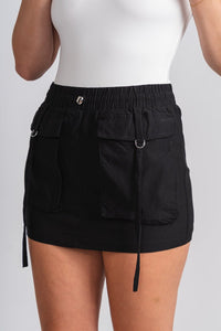 Cargo mini skirt black | Lush Fashion Lounge: boutique fashion skirts, affordable boutique skirts, cute affordable skirts