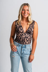 Leopard bodysuit brown - Cute Bodysuit - Trendy Bodysuits at Lush Fashion Lounge Boutique in Oklahoma City