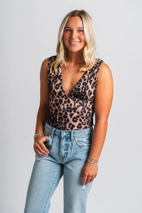 Leopard bodysuit brown - Affordable Bodysuit - Boutique Bodysuits at Lush Fashion Lounge Boutique in Oklahoma City