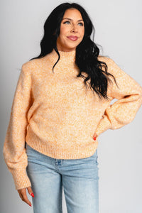 Triblend mock neck sweater marigold - Trendy OKC Apparel at Lush Fashion Lounge Boutique in Oklahoma City