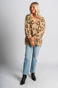 Leopard cardigan taupe - Trendy Cardigan - Fashion Cardigans & Cute Kimonos at Lush Fashion Lounge Boutique in Oklahoma City