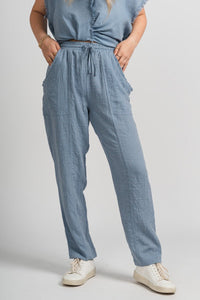 Fray detail cargo pants denim | Lush Fashion Lounge: women's boutique pants, boutique women's pants, affordable boutique pants, women's fashion pants