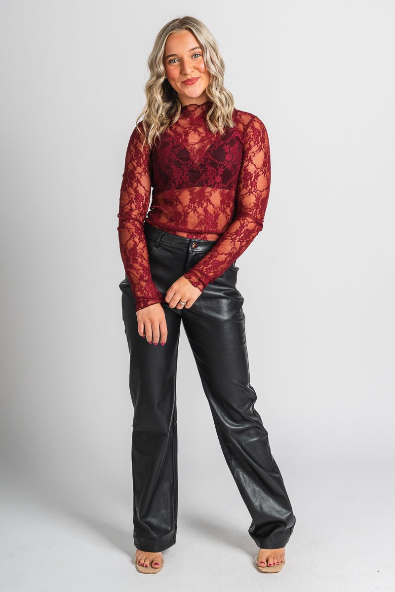 Faux leather wide leg pants black | Lush Fashion Lounge: women's boutique pants, boutique women's pants, affordable boutique pants, women's fashion pants