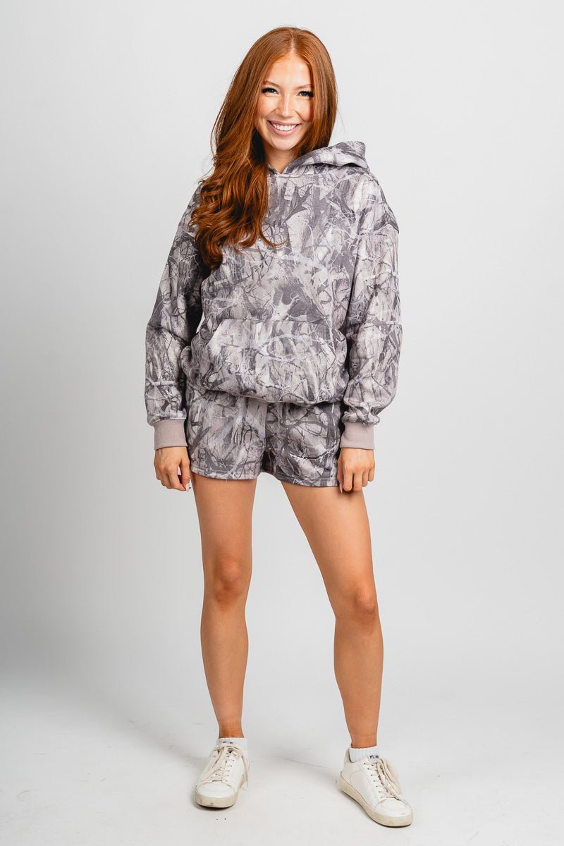 Camo drawstring shorts grey