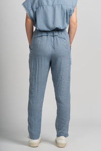 Fray detail cargo pants denim | Lush Fashion Lounge: women's boutique pants, boutique women's pants, affordable boutique pants, women's fashion pants