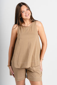 High rise shorts khaki - Affordable shorts - Boutique Shorts at Lush Fashion Lounge Boutique in Oklahoma City