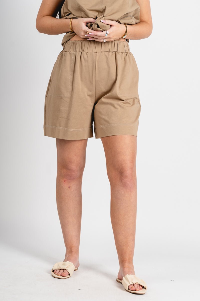 High rise shorts khaki - Trendy shorts - Fashion Shorts at Lush Fashion Lounge Boutique in Oklahoma City
