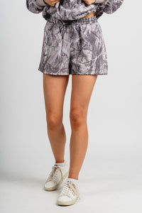 Camo drawstring shorts grey - Trendy Shorts - Fashion Shorts at Lush Fashion Lounge Boutique in Oklahoma City