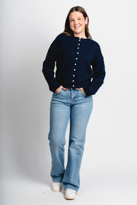 Button sweater cardigan navy – Unique Sweaters | Lounging Sweaters and Womens Fashion Sweaters at Lush Fashion Lounge Boutique in Oklahoma City