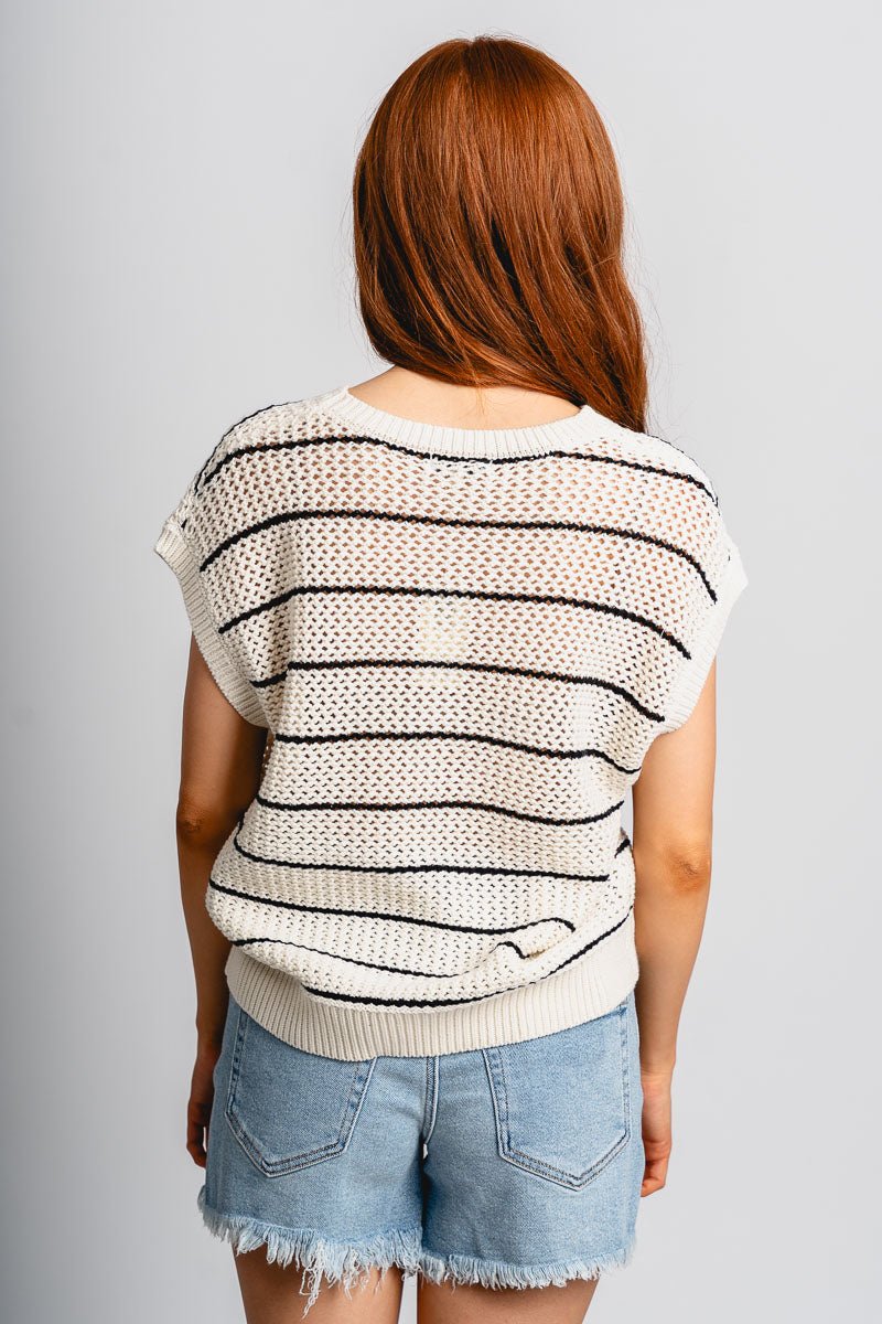 Z Supply Ines striped sweater sea salt - Z Supply top - Z Supply Fashion at Lush Fashion Lounge Trendy Boutique Oklahoma City