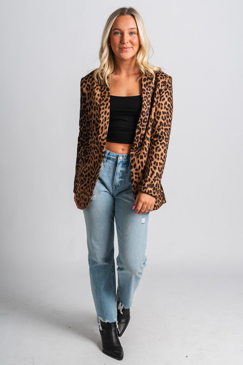 Leopard blazer camel – Affordable Blazers | Cute Black Jackets at Lush Fashion Lounge Boutique in Oklahoma City