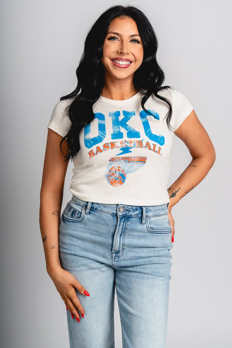 OKC basketball established micro tee off white - Trendy OKC Apparel at Lush Fashion Lounge Boutique in Oklahoma City