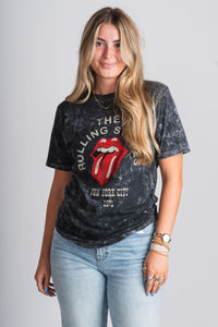 Rolling Stones mineral wash t-shirt black - Stylish Band T-Shirts and Sweatshirts at Lush Fashion Lounge Boutique in Oklahoma City