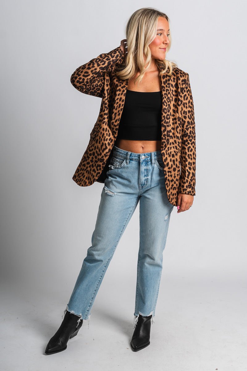 Leopard blazer camel – Trendy Jackets | Cute Fashion Blazers at Lush Fashion Lounge Boutique in Oklahoma City