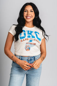 OKC basketball established micro tee off white - Trendy Oklahoma City Basketball T-Shirts Lush Fashion Lounge Boutique in Oklahoma City