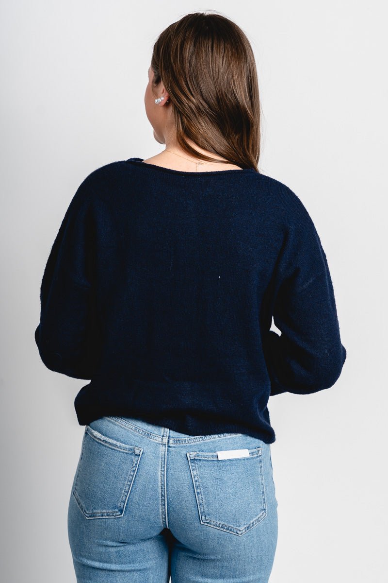 Button sweater cardigan navy