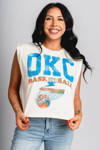 OKC basketball established muscle tank top off white - Trendy OKC Apparel at Lush Fashion Lounge Boutique in Oklahoma City