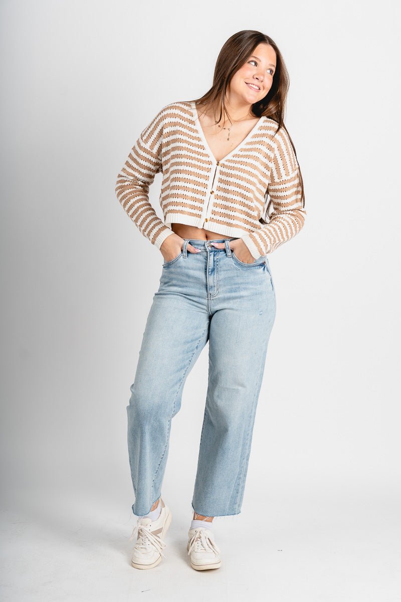 Daze Pleaser high rise wide ankle jeans new light | Lush Fashion Lounge: boutique women's jeans, fashion jeans for women, affordable fashion jeans, cute boutique jeans