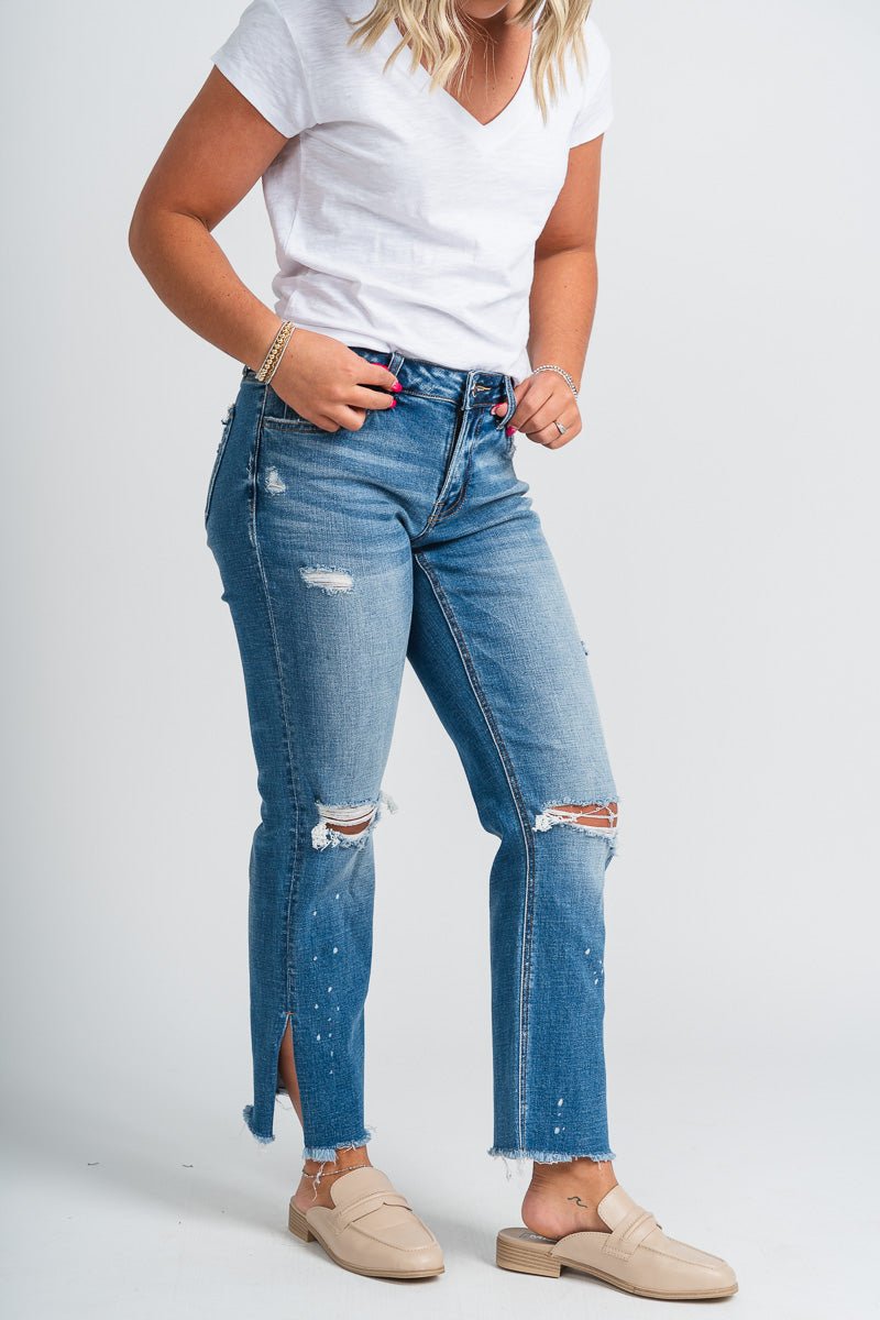 Flying Monkey low rise straight jeans novelty | Lush Fashion Lounge: boutique women's jeans, fashion jeans for women, affordable fashion jeans, cute boutique jeans