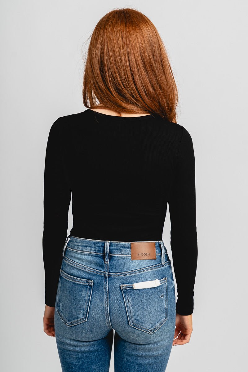 Long sleeve ribbed bodysuit black