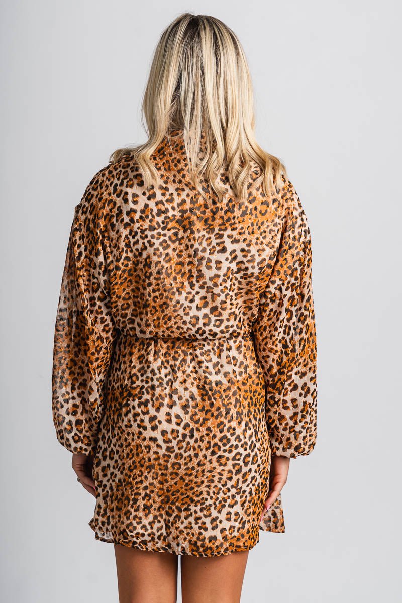 Leopard print blouse dress golden leopard