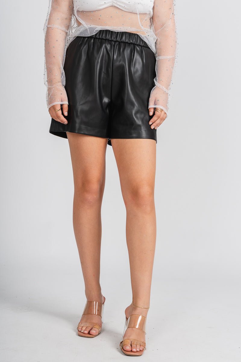 Z Supply Tia faux leather shorts black - Affordable skirt - Boutique Shorts at Lush Fashion Lounge Boutique in Oklahoma City