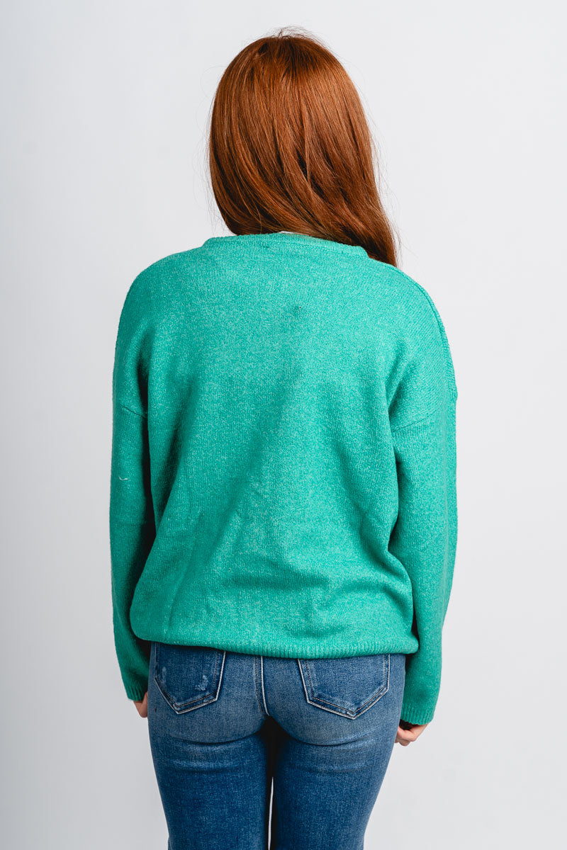 Button up sweater cardigan green