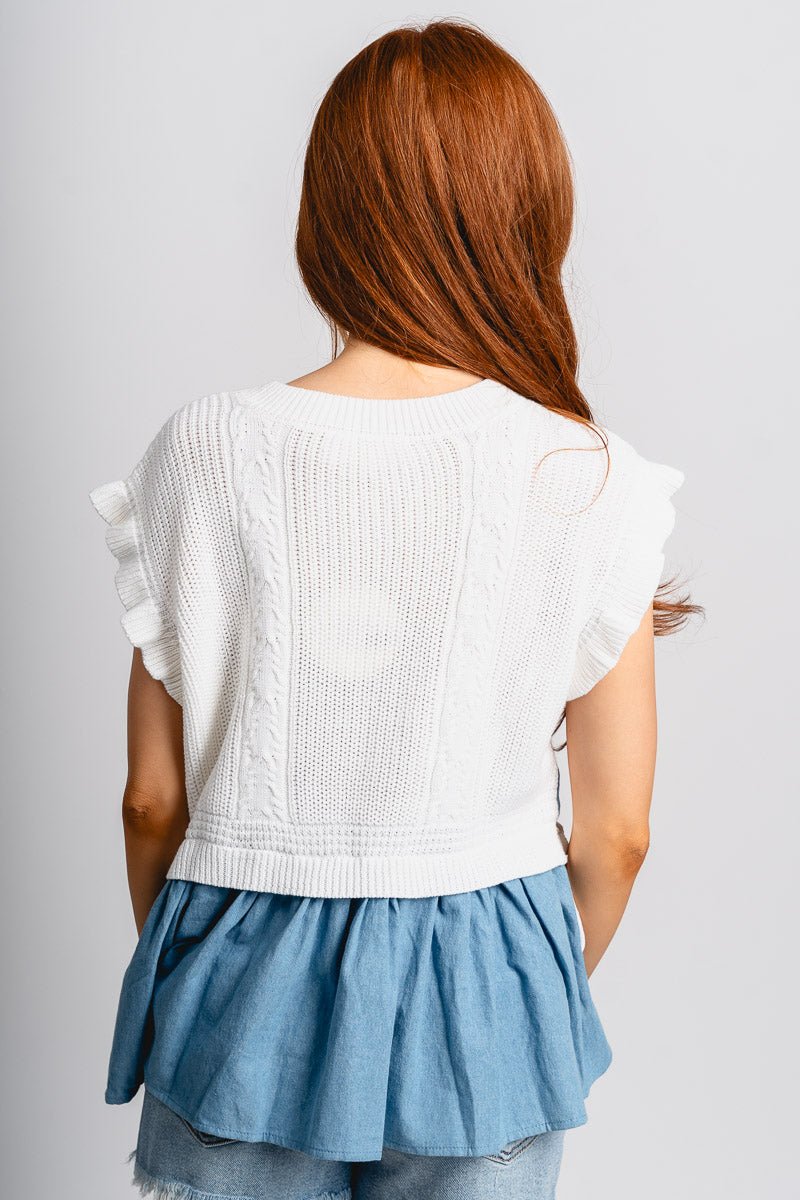 Sweater peplum top cream