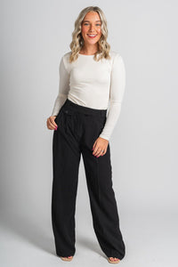 High waist pleated pants black | Lush Fashion Lounge: women's boutique pants, boutique women's pants, affordable boutique pants, women's fashion pants