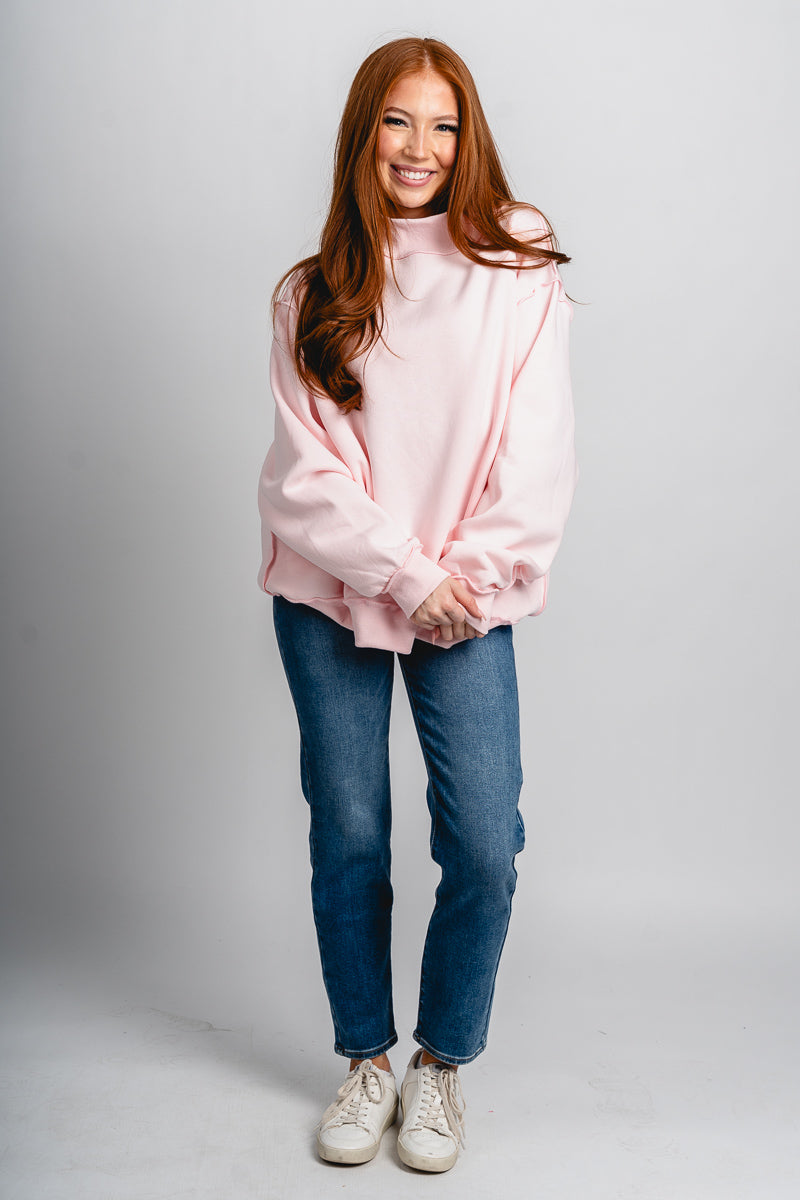 Mock neck sweatshirt ballet pink