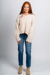 Glen oversized sweater cream – Unique Sweaters | Lounging Sweaters and Womens Fashion Sweaters at Lush Fashion Lounge Boutique in Oklahoma City
