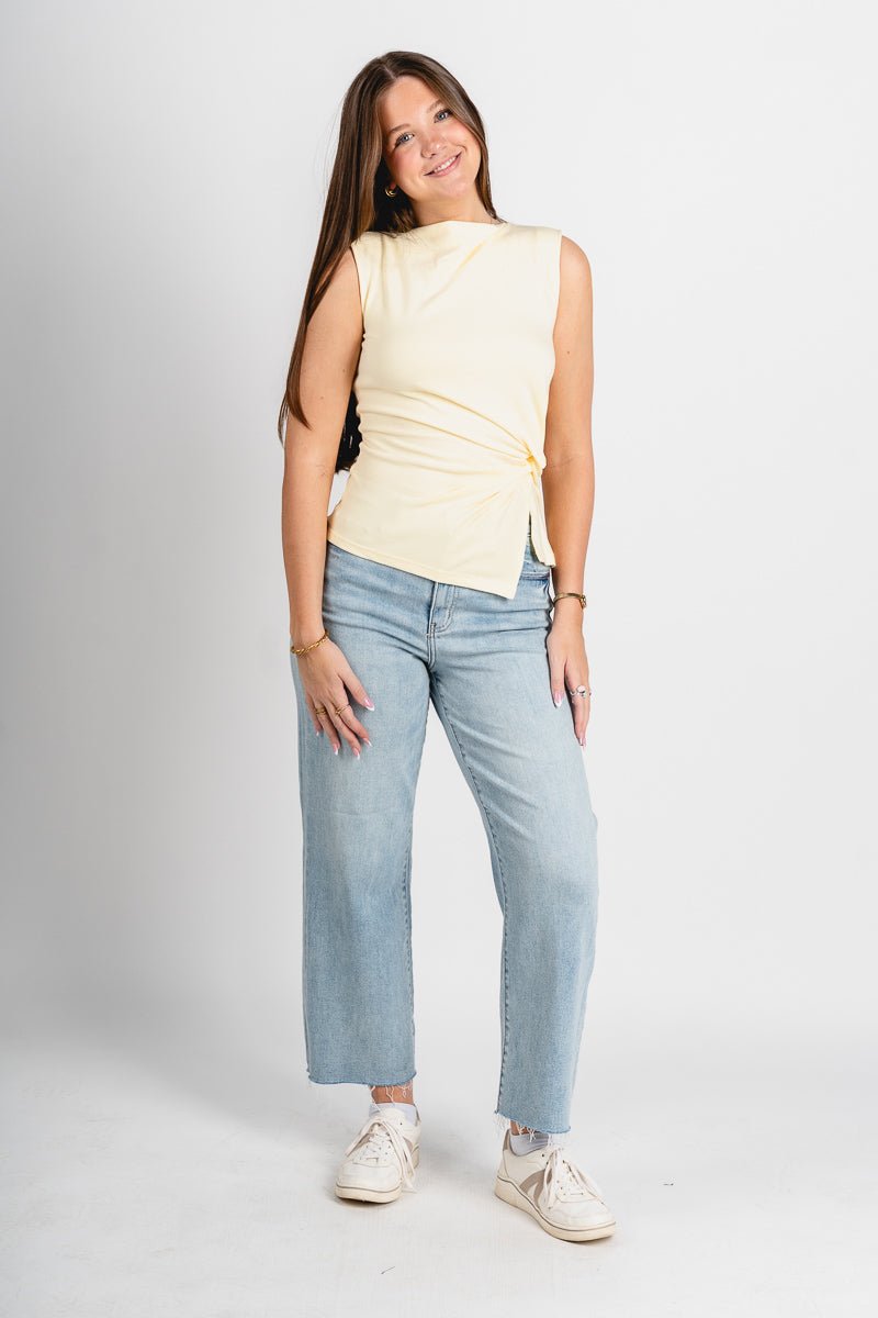 Boat neck tank top yellow - Trendy tank top - Fashion Tank Tops at Lush Fashion Lounge Boutique in Oklahoma City