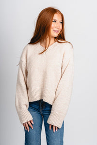 Glen oversized sweater cream – Boutique Sweaters | Fashionable Sweaters at Lush Fashion Lounge Boutique in Oklahoma City