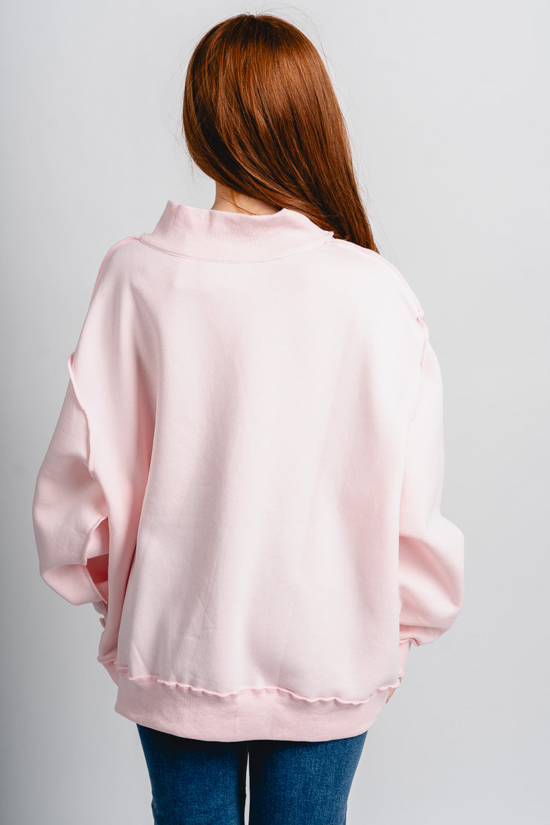 Mock neck sweatshirt ballet pink