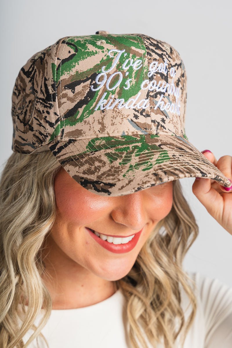 90's country kind of heart hat camo - Trendy Hats at Lush Fashion Lounge Boutique in Oklahoma City