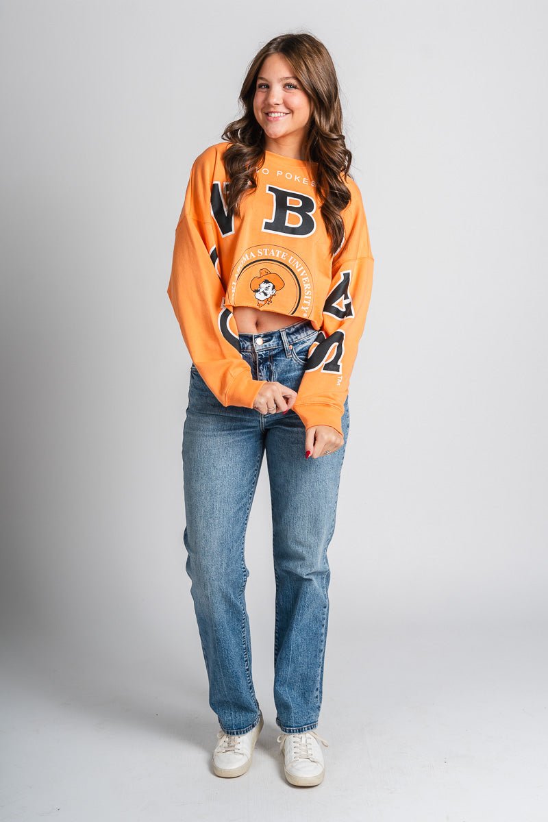 OSU OSU Cowboys Phipps long sleeve crop sweatshirt sherbert Sweatshirt | Lush Fashion Lounge Trendy Oklahoma State Cowboys Apparel & Cute Gameday T-Shirts