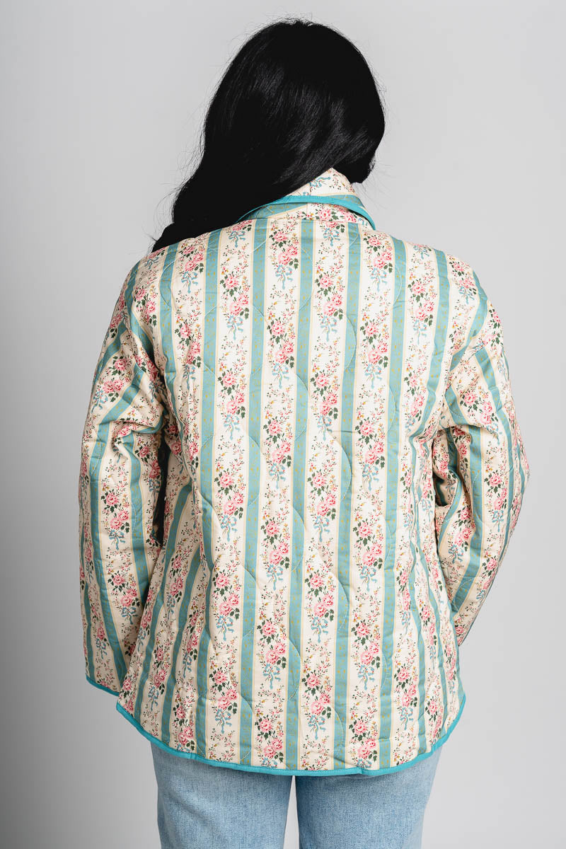 Floral quilted jacket seafoam