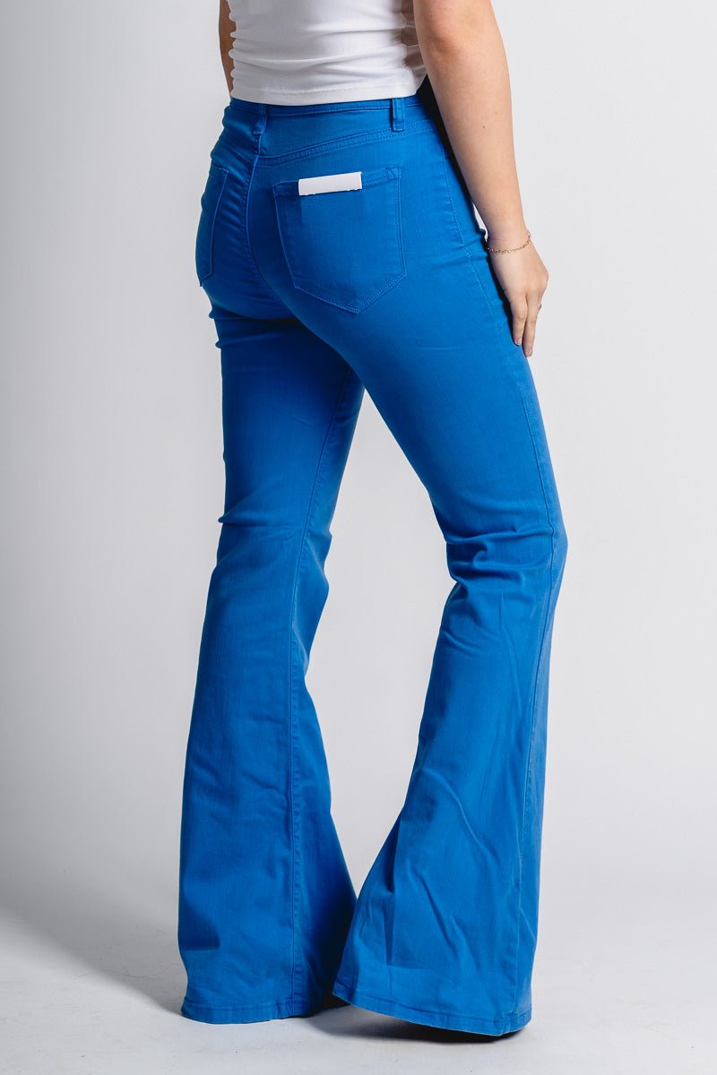 Cello high rise flare jeans cobalt blue - Trendy Oklahoma City Basketball T-Shirts Lush Fashion Lounge Boutique in Oklahoma City