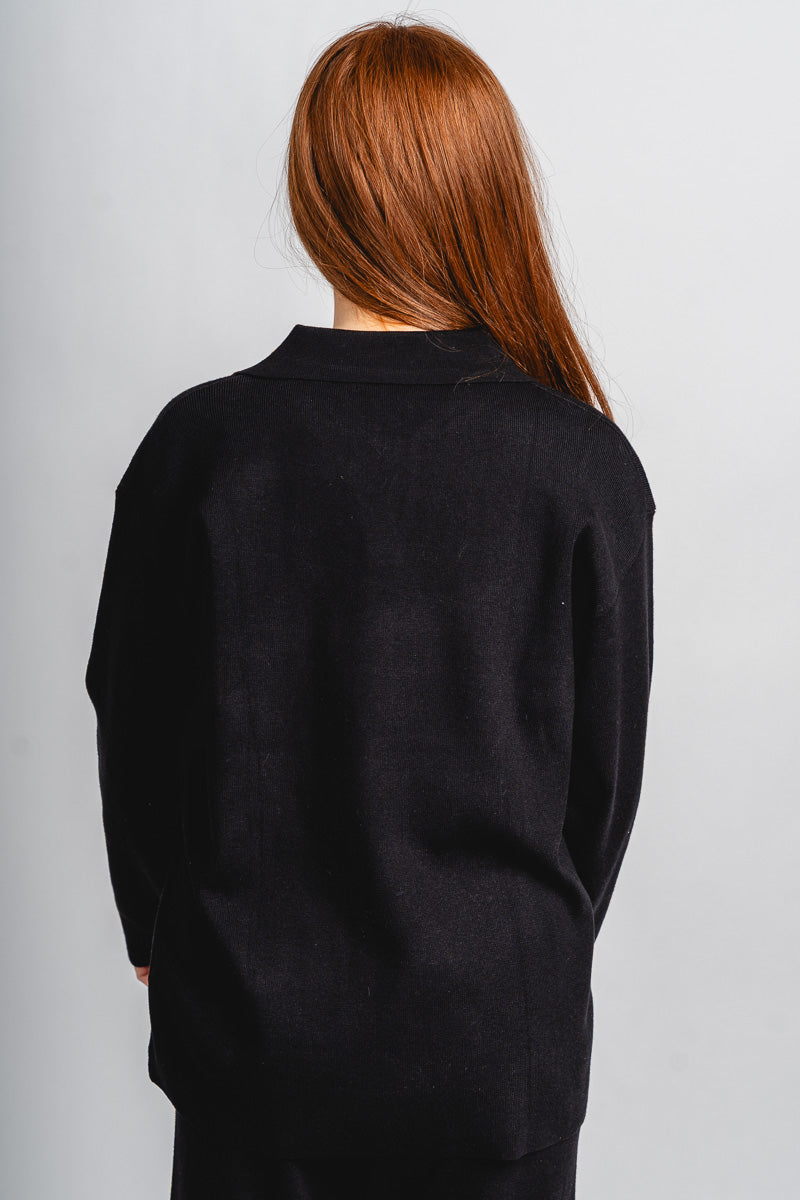 Collared long sleeve top black