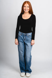 Cello low rise baggy jeans medium blue | Lush Fashion Lounge: boutique women's jeans, fashion jeans for women, affordable fashion jeans, cute boutique jeans