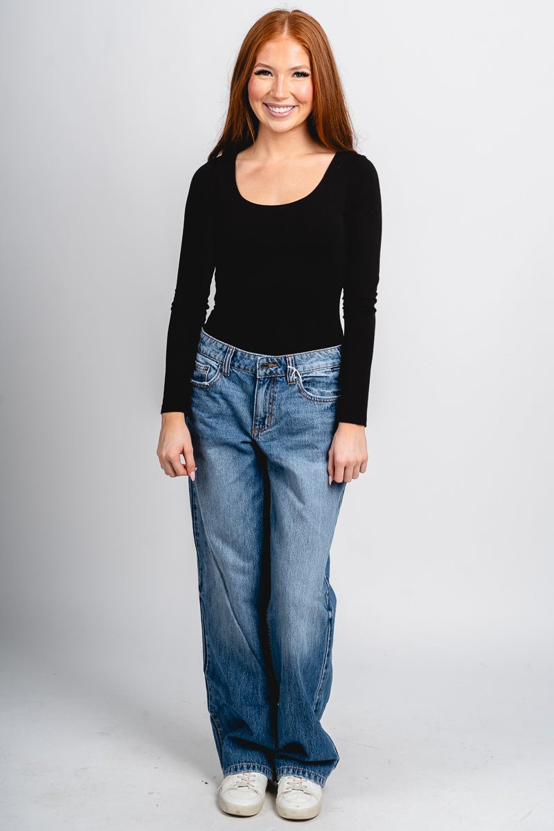 Cello low rise baggy jeans medium blue | Lush Fashion Lounge: boutique women's jeans, fashion jeans for women, affordable fashion jeans, cute boutique jeans