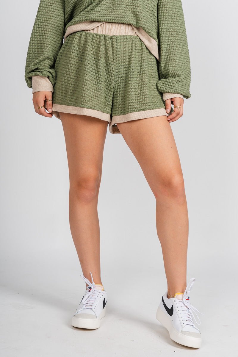 Waffle knit short dusty sage