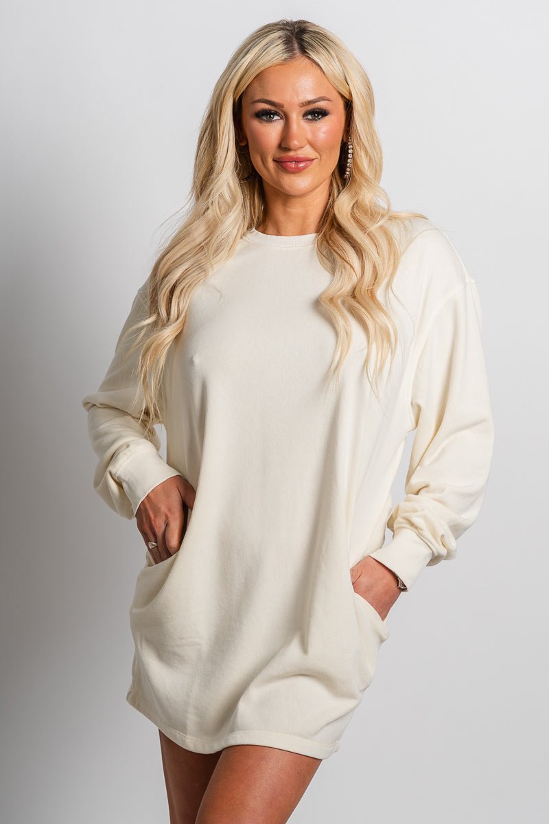 Sweatshirt dress cream Trendy Dresses Lush Fashion Lounge