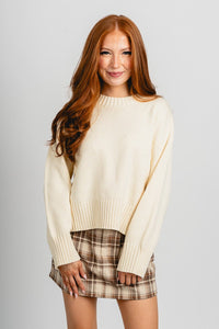 Pleated plaid low rise skirt taupe/brown | Lush Fashion Lounge: boutique fashion skirts, affordable boutique skirts, cute affordable skirts