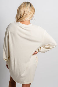 Sweatshirt dress cream - Adorable dress - Stylish Comfortable Outfits at Lush Fashion Lounge Boutique in OKC