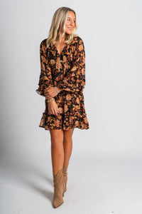 Floral babydoll dress sunset bloom - Trendy dress - Fashion Dresses at Lush Fashion Lounge Boutique in Oklahoma City