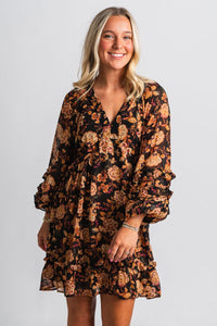 Floral babydoll dress sunset bloom - Cute dress - Trendy Dresses at Lush Fashion Lounge Boutique in Oklahoma City