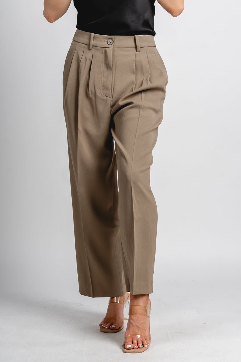 Pleated trouser pants taupe | Lush Fashion Lounge: women's boutique pants, boutique women's pants, affordable boutique pants, women's fashion pants