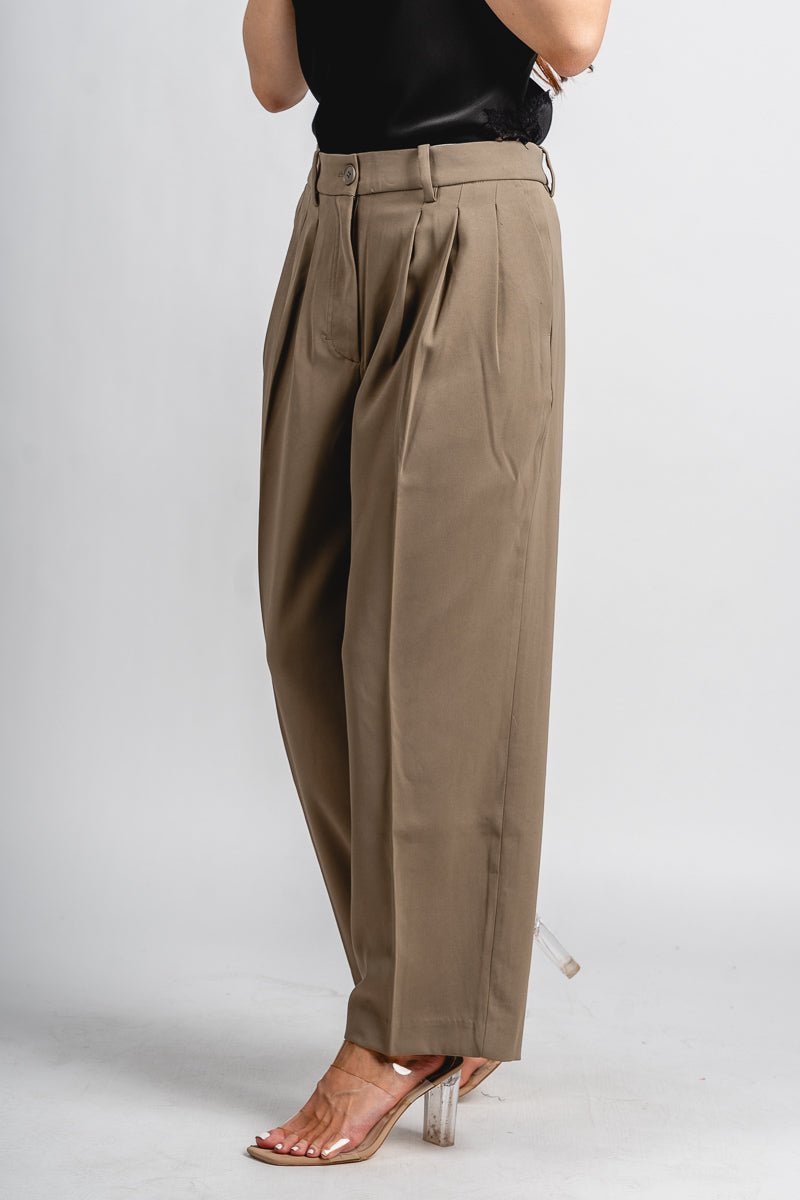Pleated trouser pants taupe | Lush Fashion Lounge: women's boutique pants, boutique women's pants, affordable boutique pants, women's fashion pants